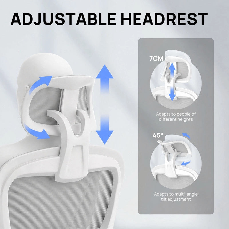 Sedia da ufficio ergonomica - Poltrona HAMLODY - con braccioli pieghevoli a 90° - Supporto lombare - Regolabile in altezza Grigio