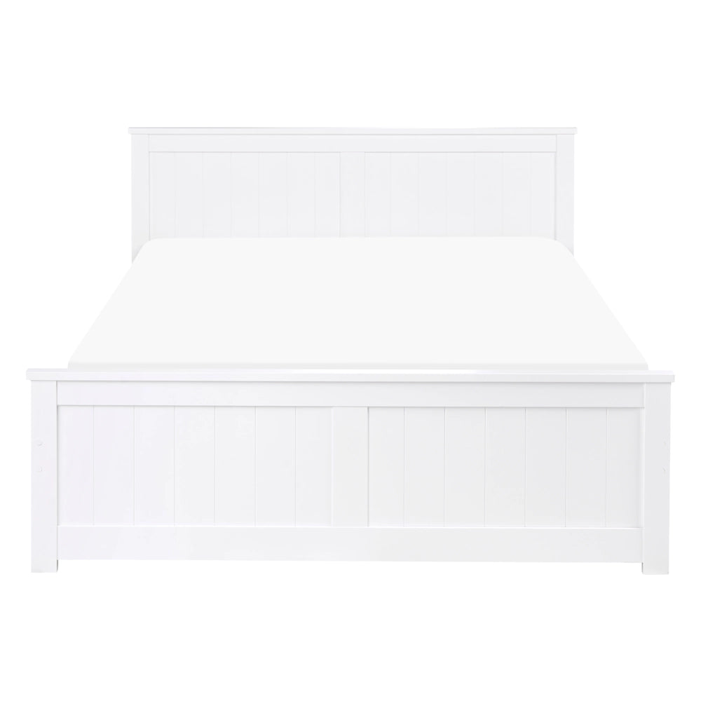 Letto matrimoniale in legno di Pino Bianco con testiera 140 x 200 cm stile minimalista