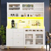 Armadio alto per soggiorno - Xylo - 145¡Á39¡Á171 cm - Bianco - Ripiani regolabili illuminazione LED