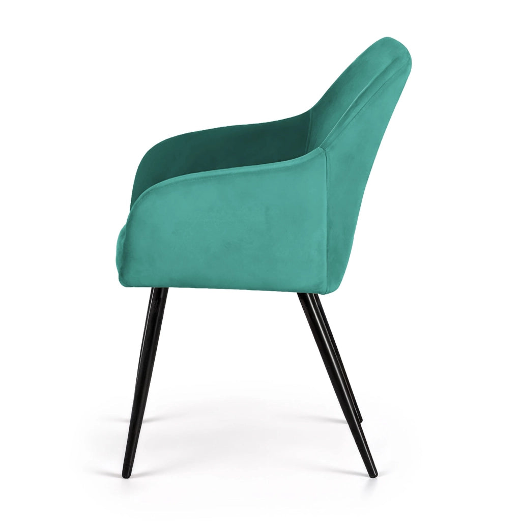Set di 4 Sedie in velluto liscio ESTELLE Verde Bottiglia gambe nere