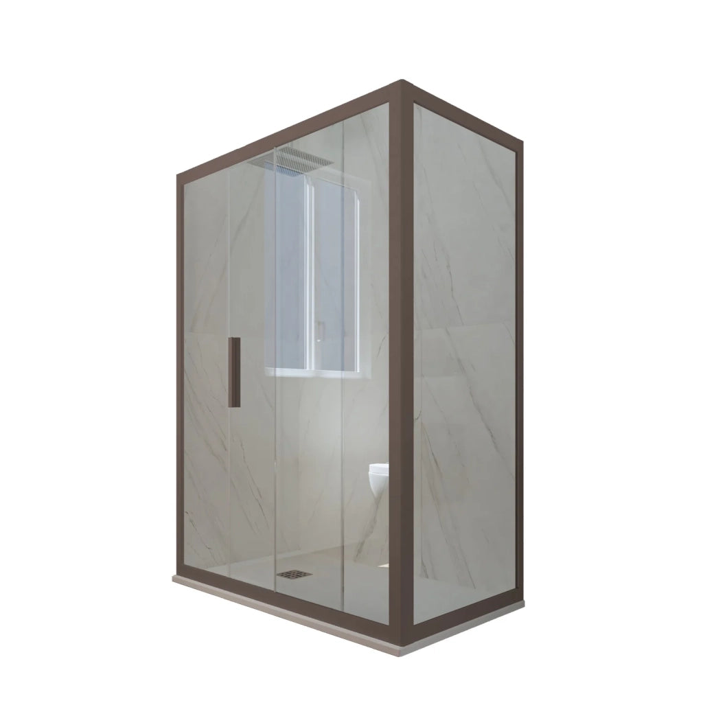 Box doccia scorrevole 75x140 CM H 200 Vetro Trasparente Profilo Chocolate mod. Deco Duo
