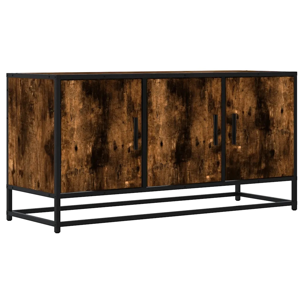 vidaXL Mobile TV Rovere Fumo 100x35x50 cm Legno Multistrato e Metallo