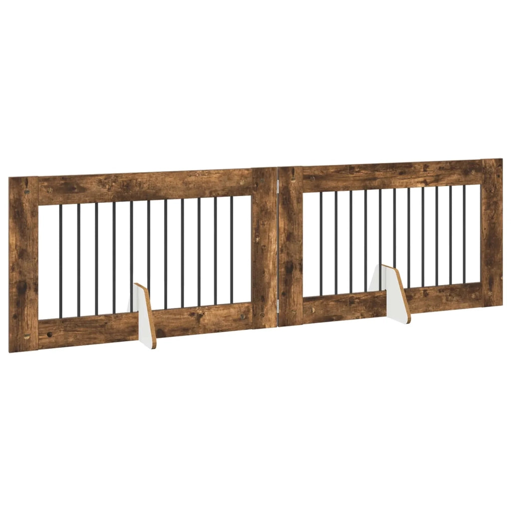Cancello per cani con supporti 2 pcs Rovere Fumo 100 x 60 cm