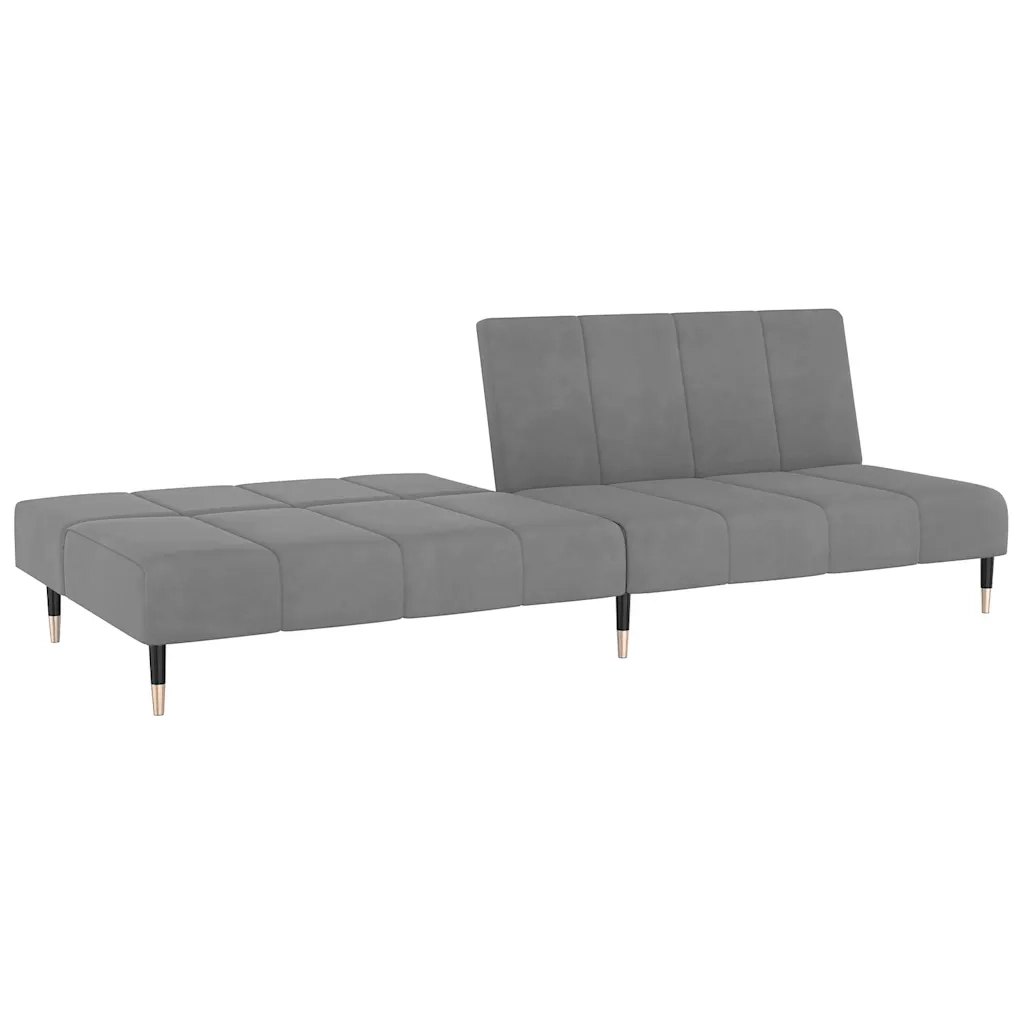 Divano Letto a 2 Posti Grigio Chiaro in Velluto 375874
