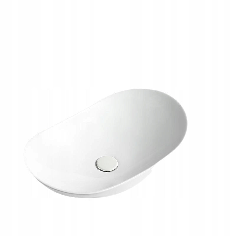 Lavabo ovale da appoggio in ceramica bianca