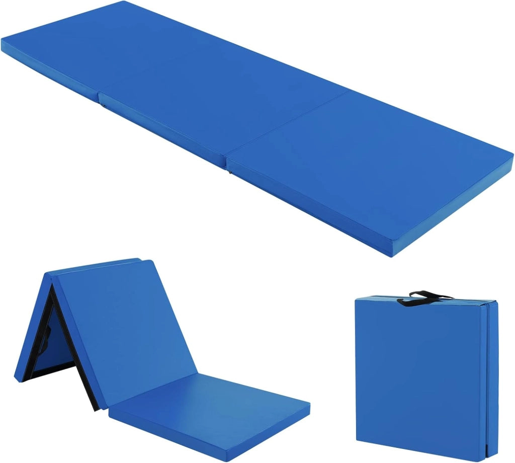 Tappetino da Yoga Spesso, Tappetino Fitness Pieghevole e Portatile con Imbottitura in EPE, Cerniera e Maniglie, Materassino Allenamento da Casa e Palestra, 180 X 60 X 5 cm