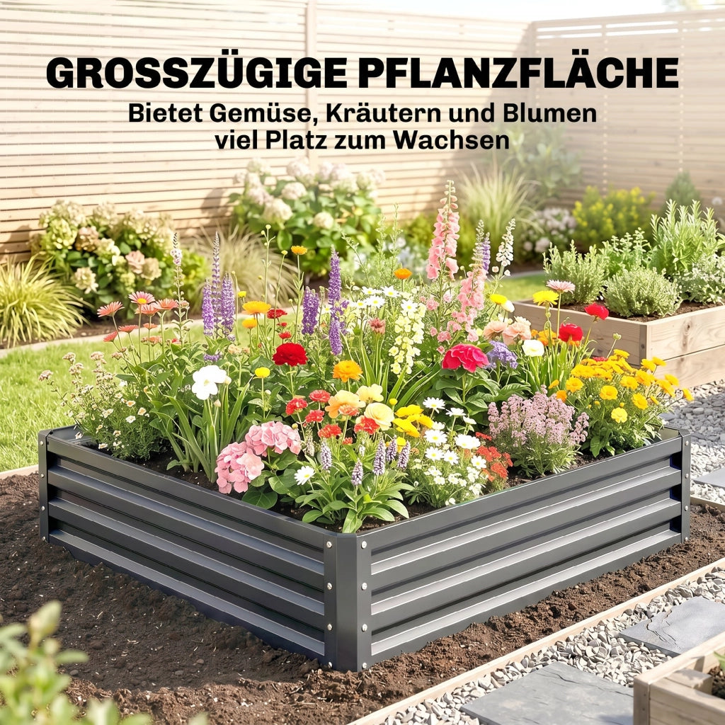 Vaso da giardino ¨C zephmum ¨C Grigio chiaro, Acciaio, 120x120x30 cm