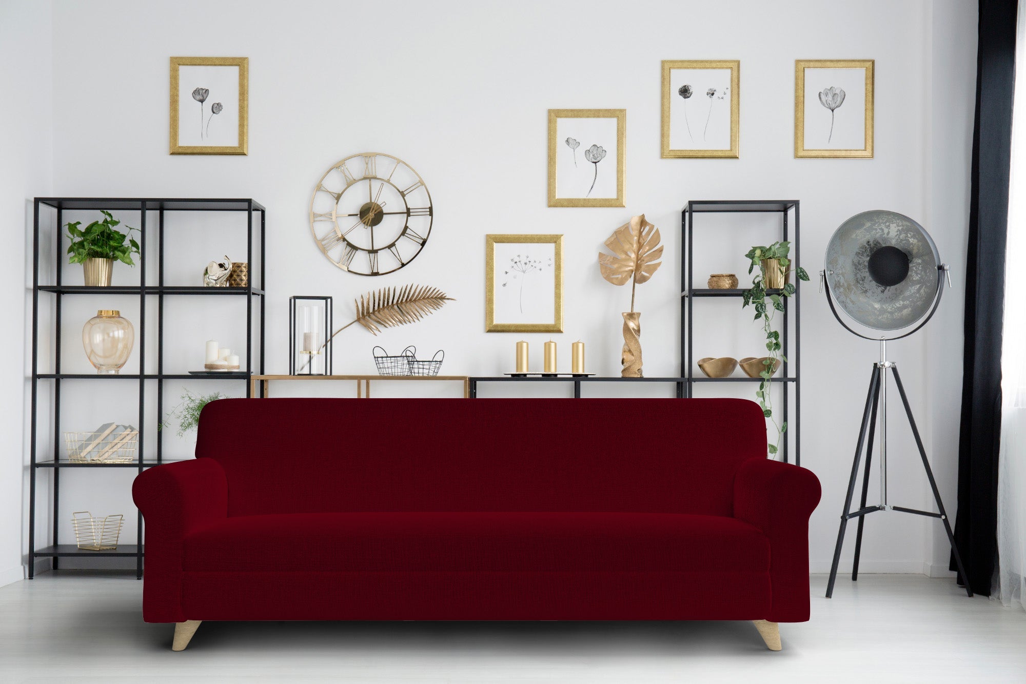 Copridivano Elasticizzato in Tessuto Bordeaux 1 Posto