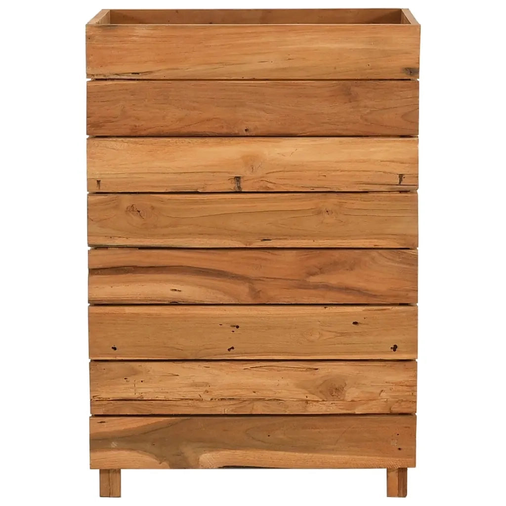 Fioriere | Cassetta per fiori | Letto Rialzato 50x40x72 cm Legno di Teak di Recupero e Acciaio