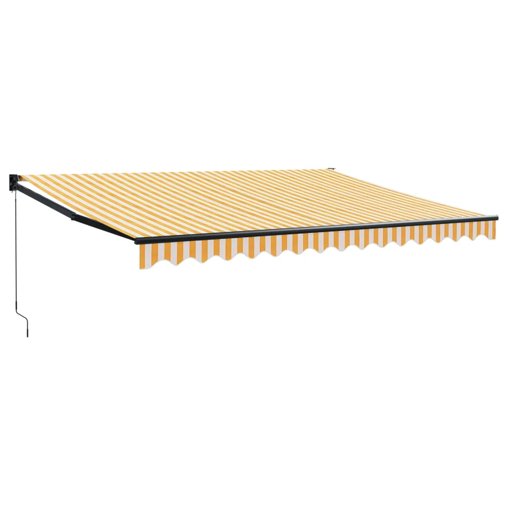 Tenda retrattile-Tenda parasole per balcone Gialla e Bianca 4,5x3 m in Tessuto e Alluminio 577709