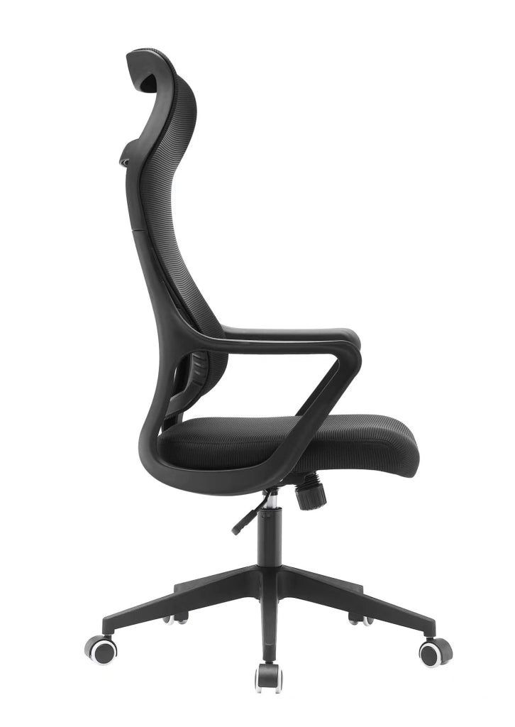 Sedia studio Hispanohogar altezza regolabile in tessuto nero 127x67x69