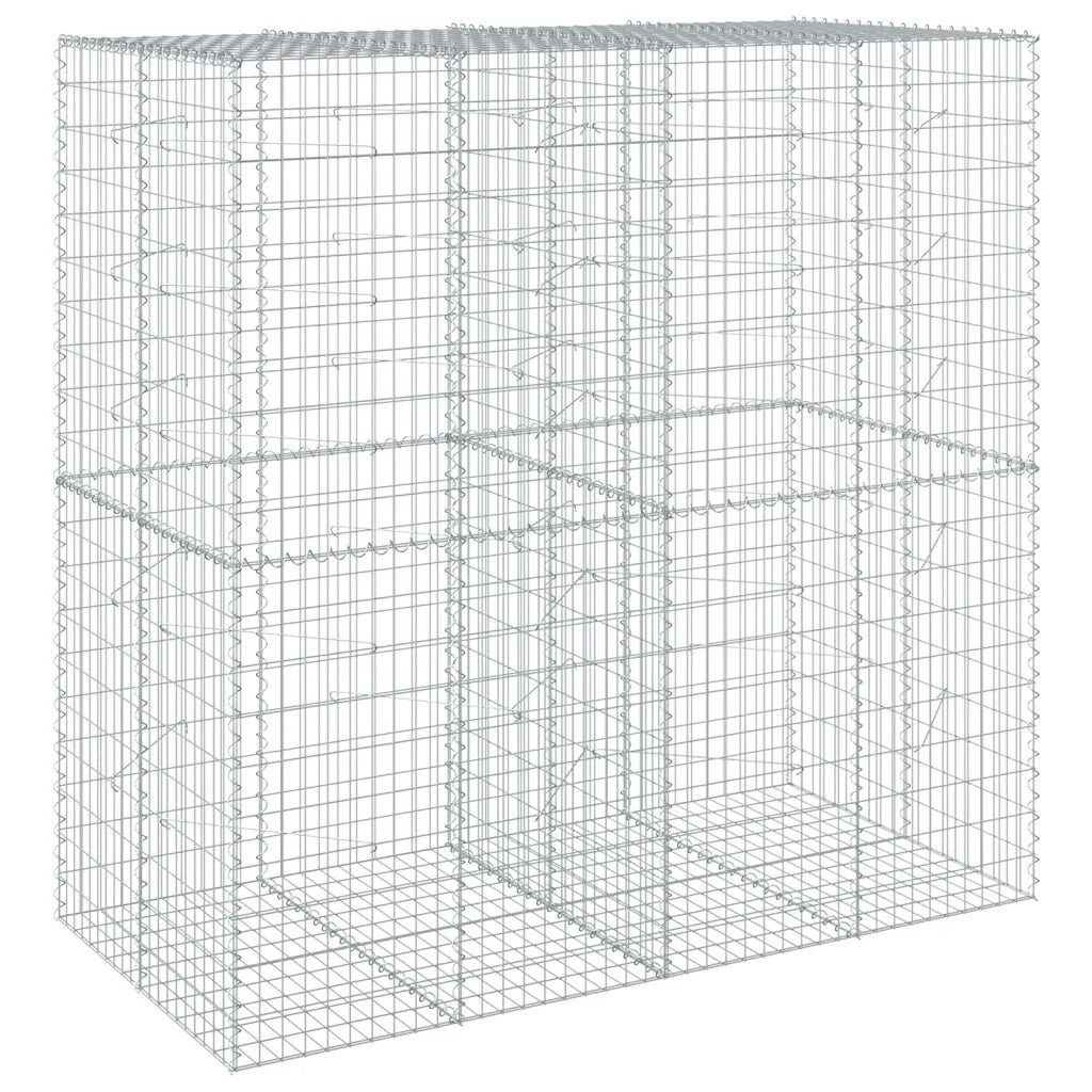 Cesto Gabbione con Copertura 200x100x200 cm in Ferro Zincato 3295227