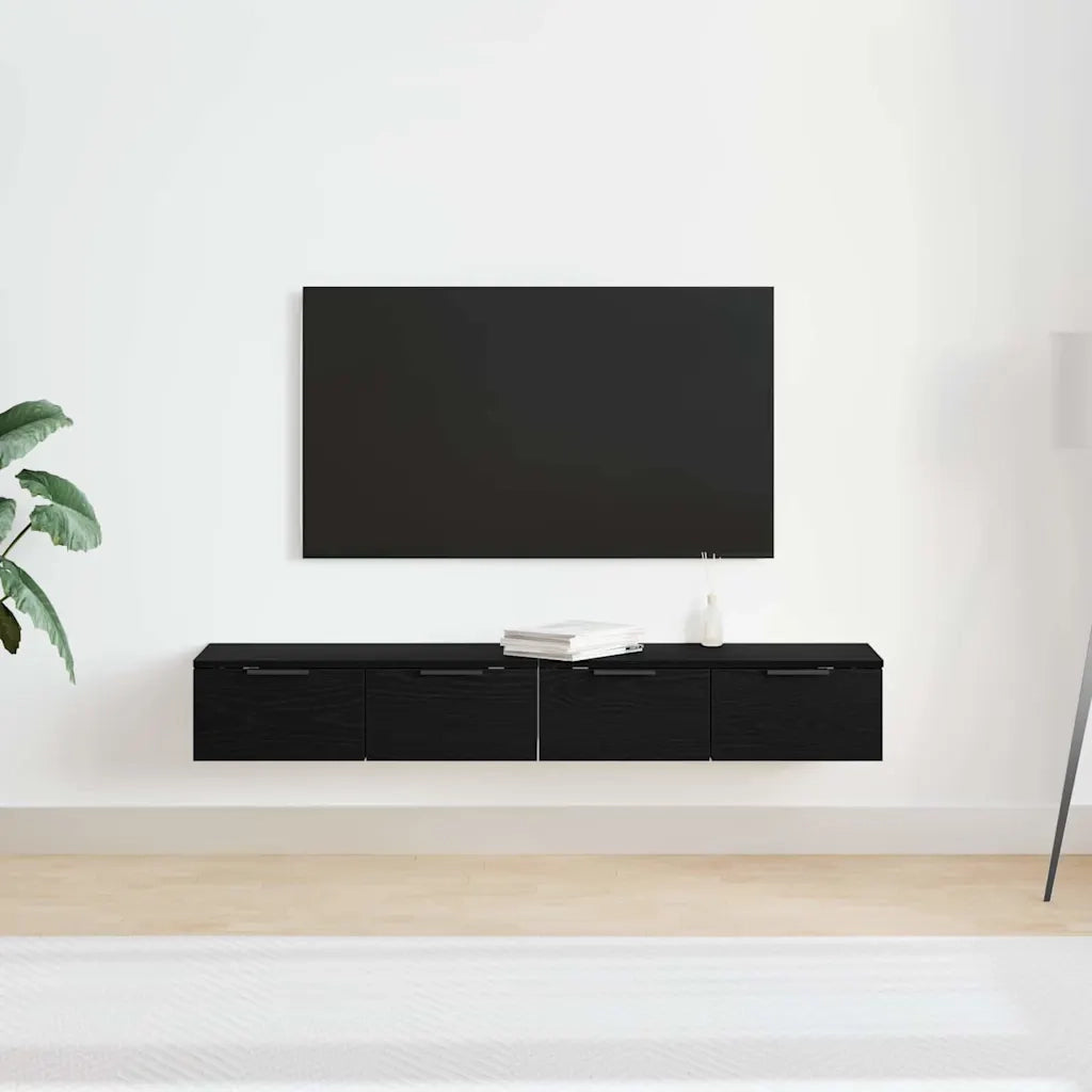 Armadietto a Muro | Mobile a muro con cassetto 2 pz Rovere Nero 68 x 30 x 20 cm