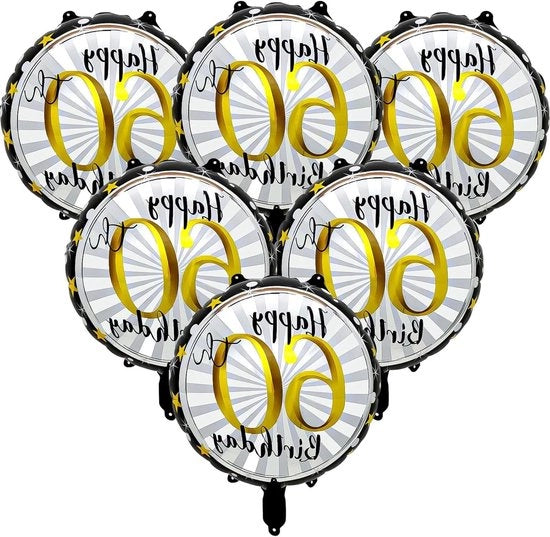 Set di palloni di compleanno per 60 anni - palloni di elio neri e d'oro da 6 pezzi - decorazioni per uomini e donne
