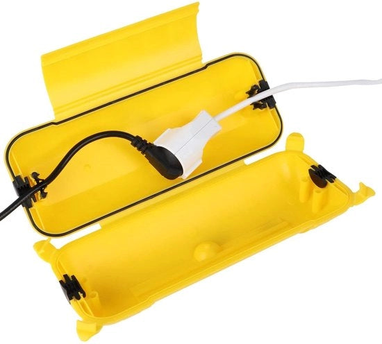 Cassa di protezione acqua e polvere per esterno - resistente al tempo e grande - IP44 - protezione per cavo di prolunga - giallo - 290 mm x 110 mm x 75 mm - decorazioni per la casa di villeggiatura - strumenti elettrici