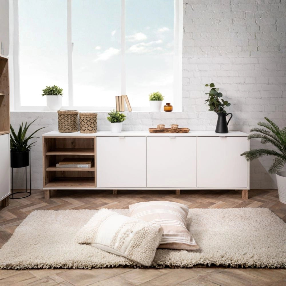 Madia 3 ante 200x35x64,5 Menorca57A colore bianco rovere