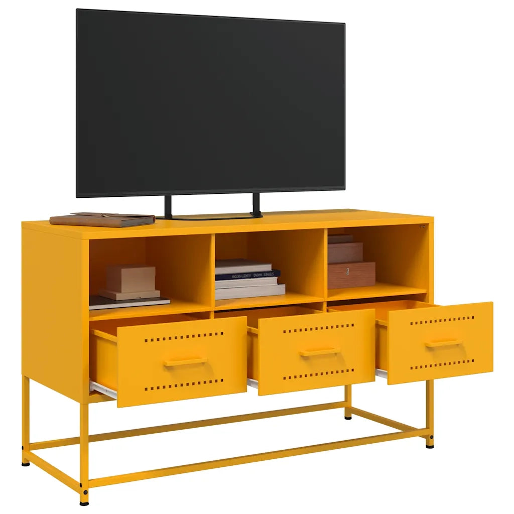 vidaXL Mobile TV Giallo Senape 100,5x39x60,5 cm in Acciaio