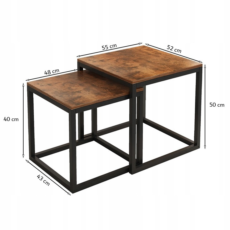 Tavolino da salotto doppio, marrone 55/52/50 cm