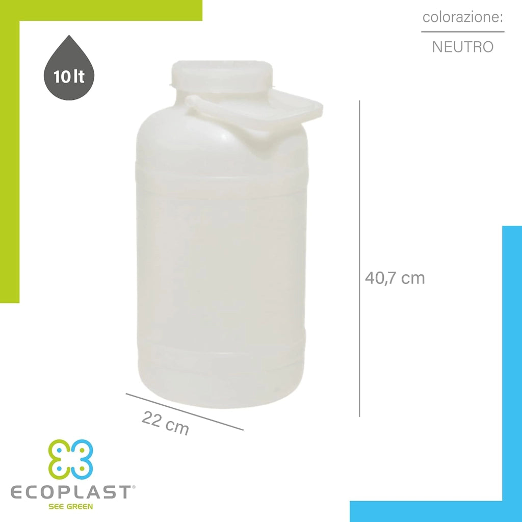 BIDONE FUSTO BOCCA LARGA Lt. 10 PLASTICA 6 pezzi ECOPLAST
