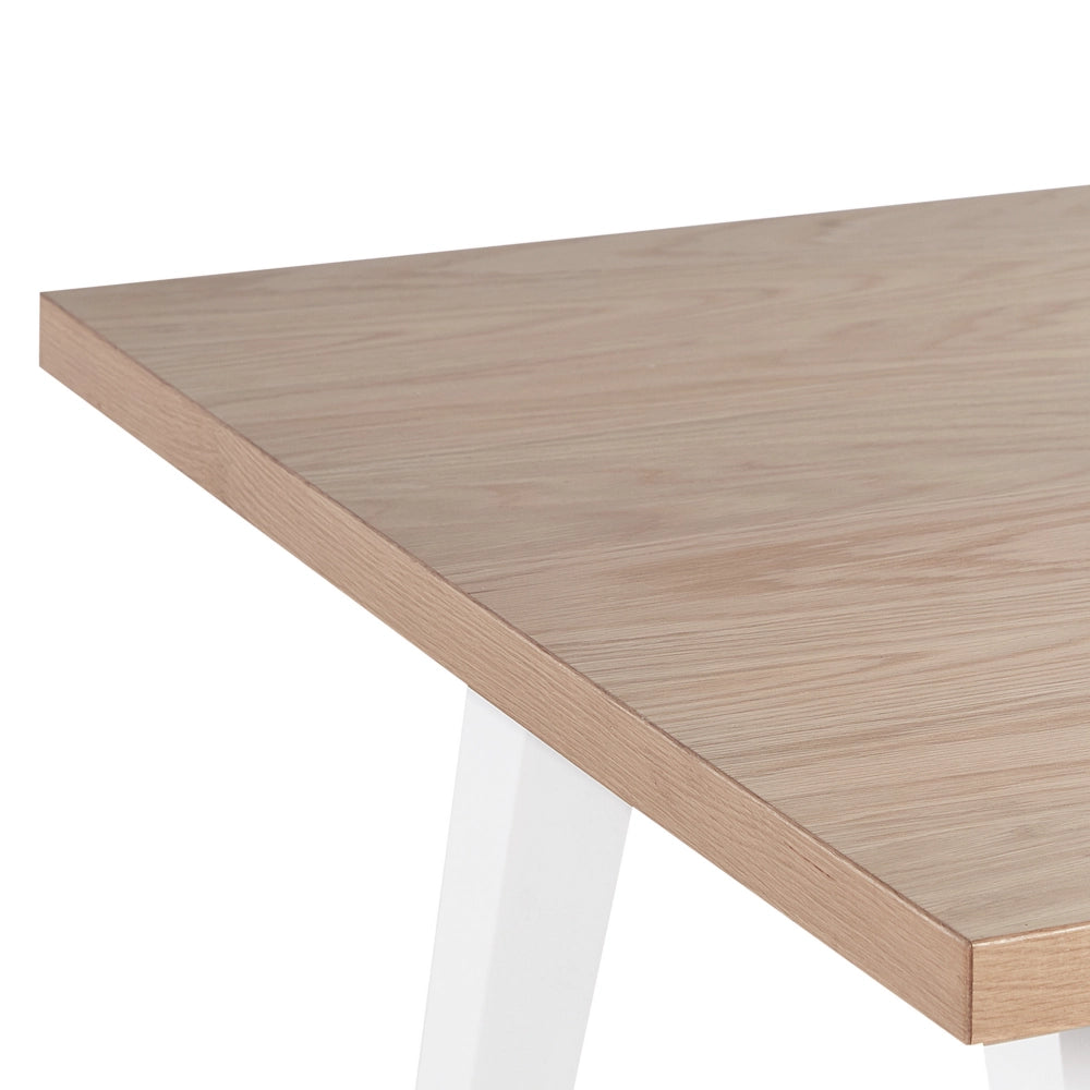 Tavolo in legno chiaro e bianco piano MDF gambe legno di caucciù 150 x 90 cm