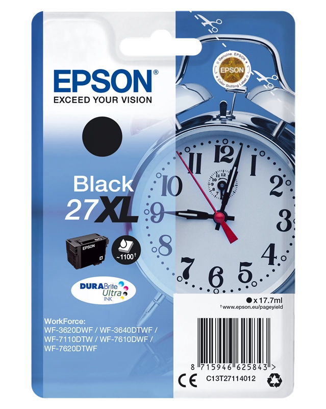 Epson Alarm clock Cartuccia Sveglia Nero Inchiostri DURABrite Ultra 27XL