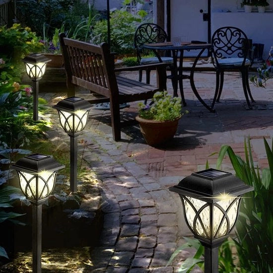 Illuminazione esterna alimentata da energia solare Lampada LED solare per esterno - caldo bianco - IP65 impermeabile - decorativa - sentiero erba pista paesaggio balcone Natale