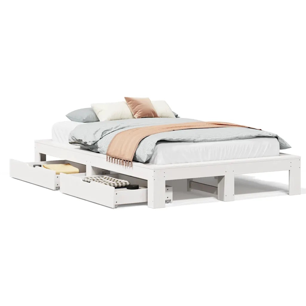Giroletto senza Materasso-Struttura Letto Bianco 120x190 cm Legno Massello Pino 976345