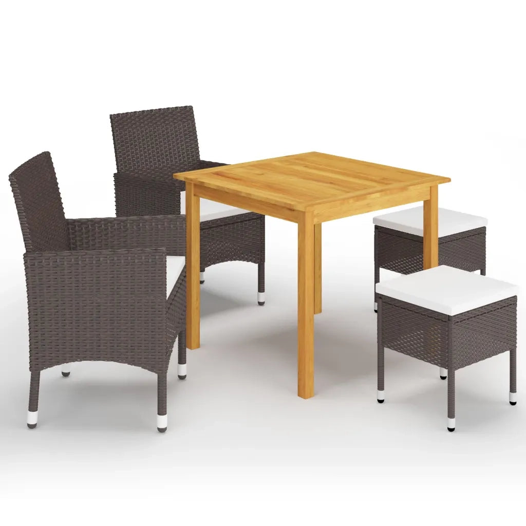 Set Mobili da Pranzo per Giardino 5 pz Marrone cod mxl 69299