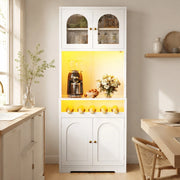 Mobile buffet alto 180 cm bianco con LED RGB e portabottiglie