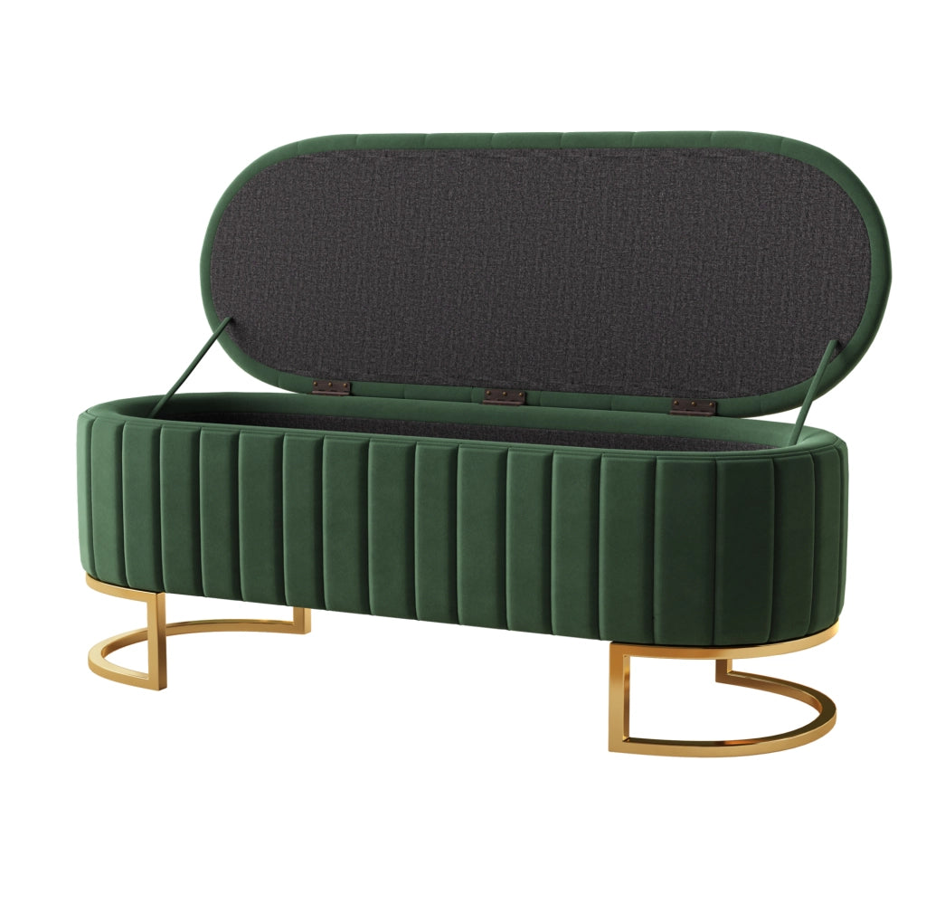 Panca contenitore 120x39，9x43 cm in velluto verde