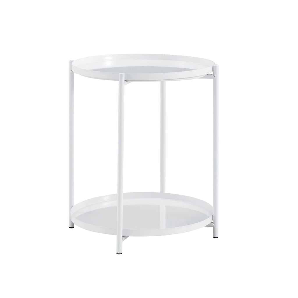 Tavolino da caffè con 2 ripiani - per soggiorno e camera da letto - 42x52 cm - bianco