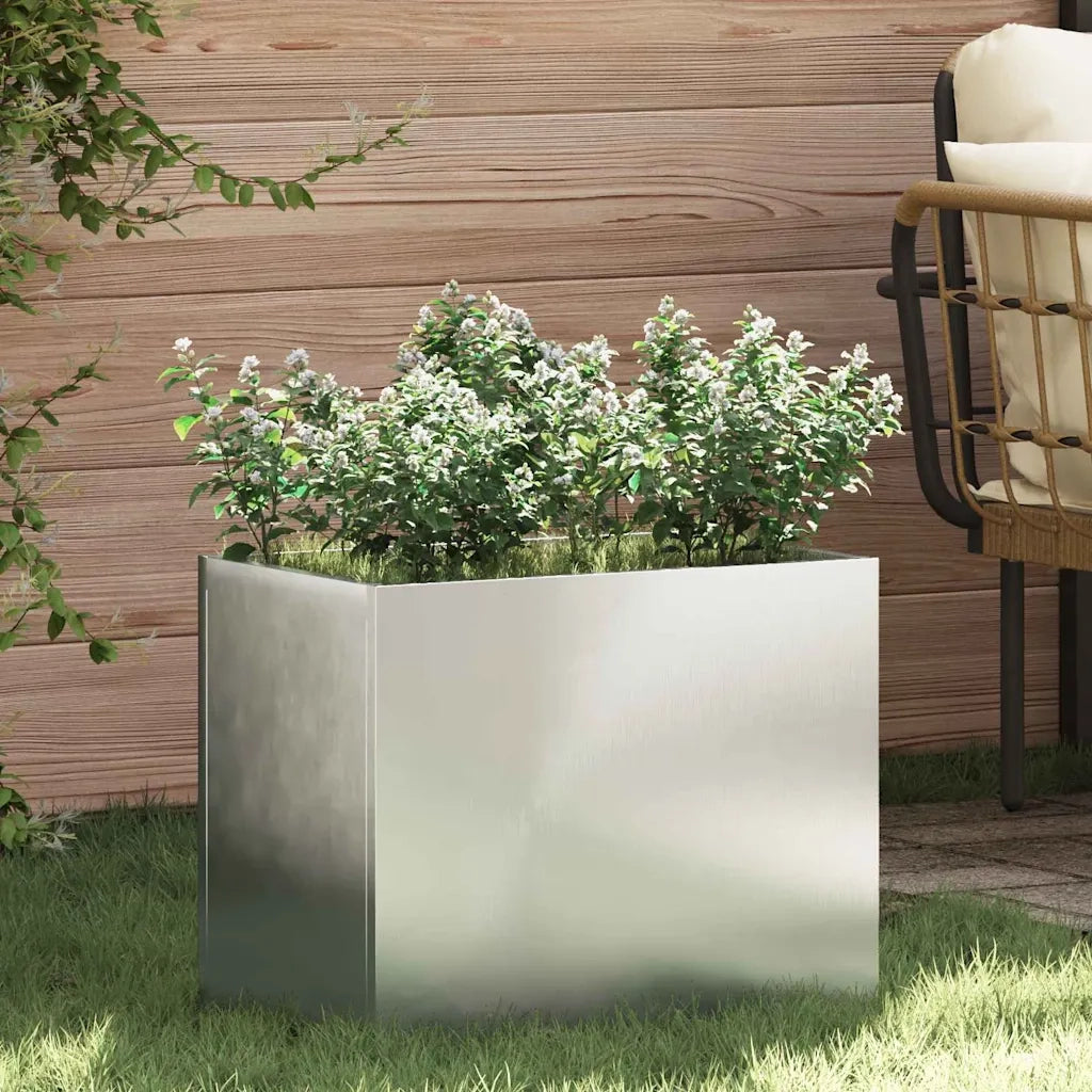 Vaso da giardino Acciaio zincato-Fioriera da Esterno-Contenitore per Piante 50 x 32 x 40 cm