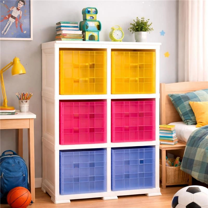 SCAFFALE CON 6 CONTENITORI CUBO 79X41X125CM  ANGORA