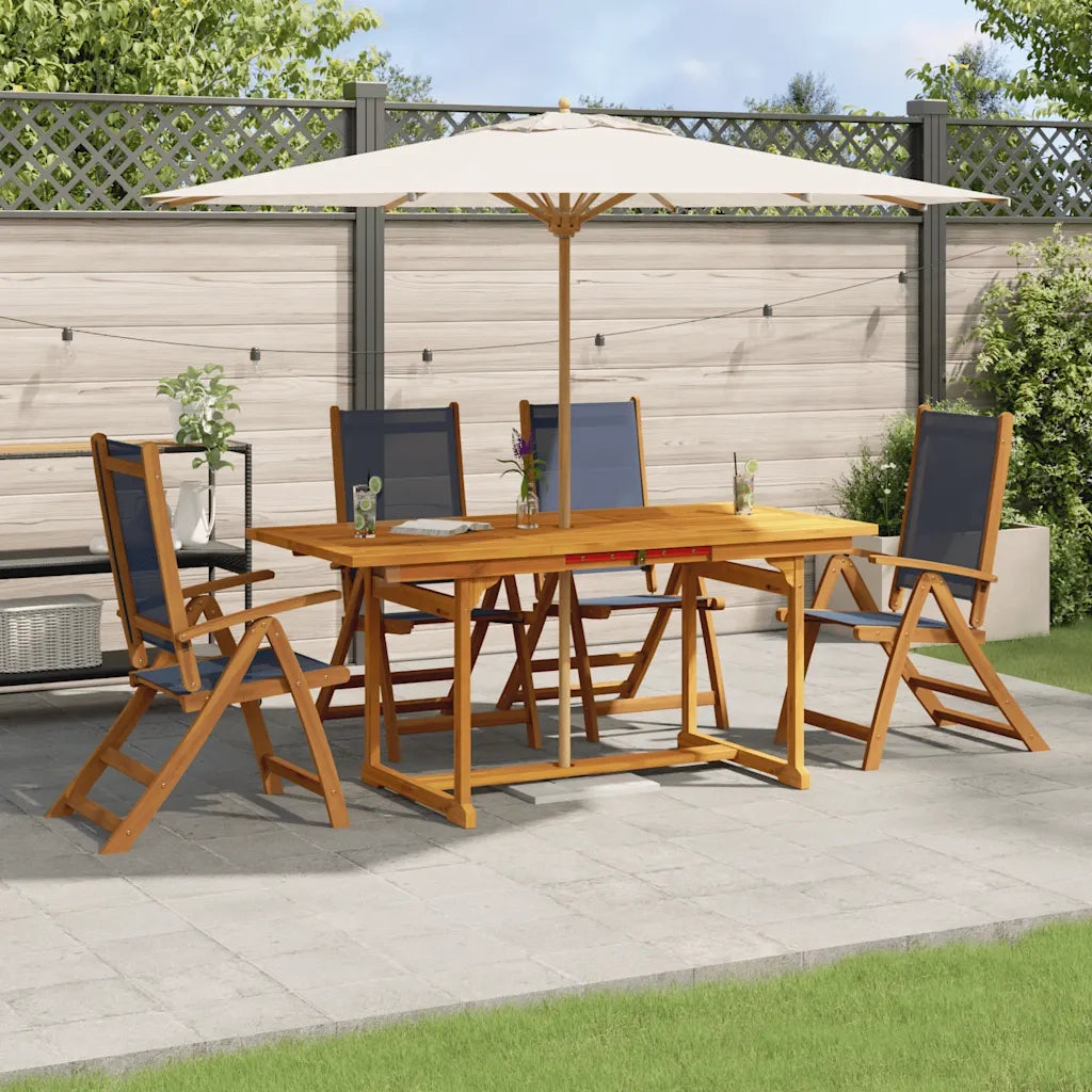 Set Pranzo da Giardino 5pz Legno Massello di Acacia e Textilene