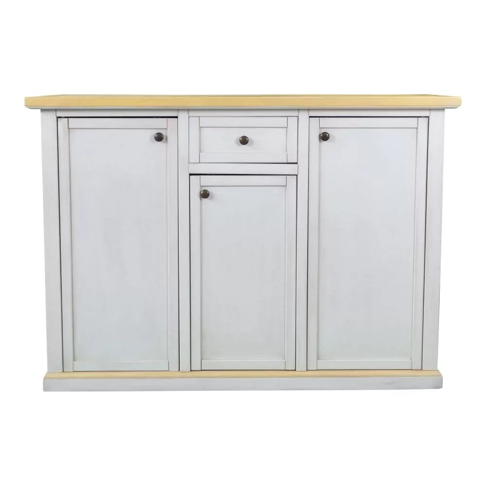 Credenza 3 porte 1 cassetto bianco anticato filo ocra 120x39x85 - Mobili 2G