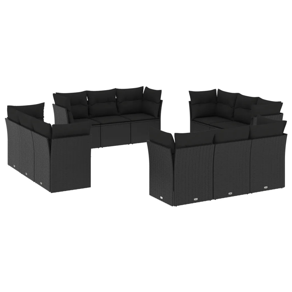 Set Divani da Giardino 12 pz con Cuscini Nero in Polyrattancod mxl 115681