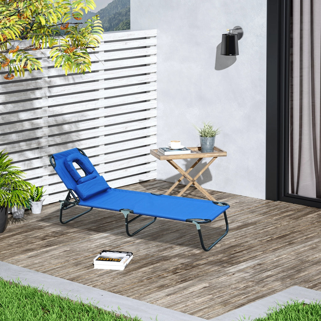 Sdraio pieghevole da giardino con cuscino ¨C zephmum ¨C blu