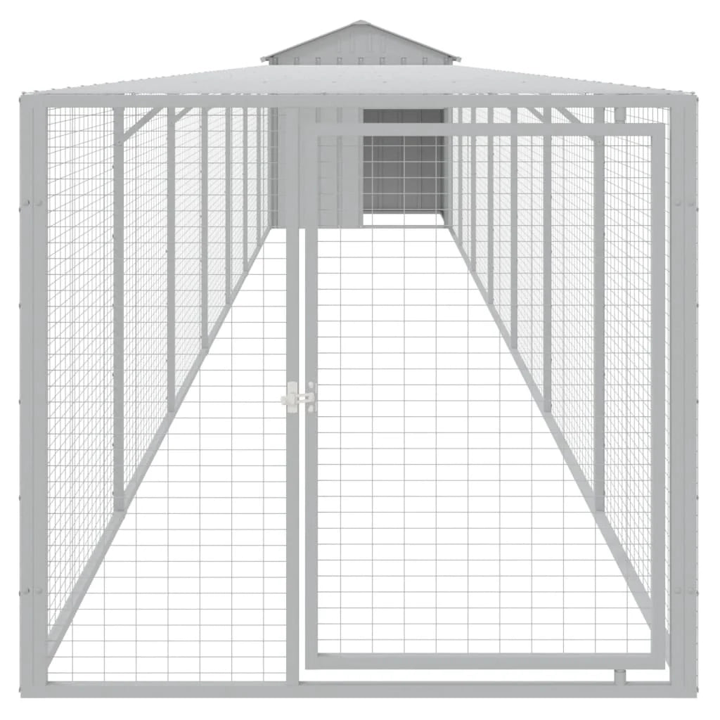 Recinto per pollaio con recinto per galline con cortile libero 117 x 813 x 123 cm in acciaio zincato grigio 02_0043961