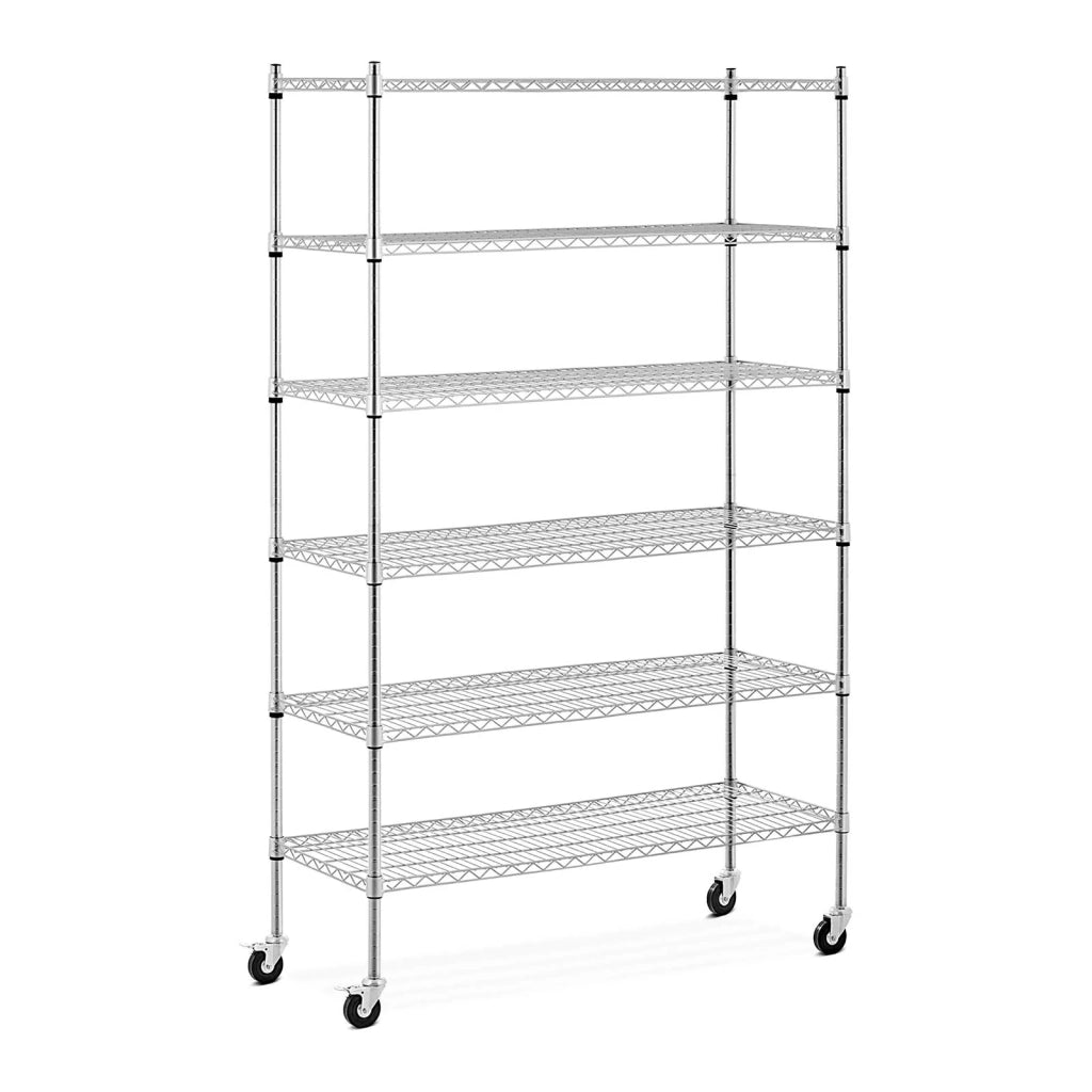 Scaffalatura metallica per carichi pesanti 120 x 45 x 190 cm portata 90 kg 4 ruote autoportante senza viti 14_0005155