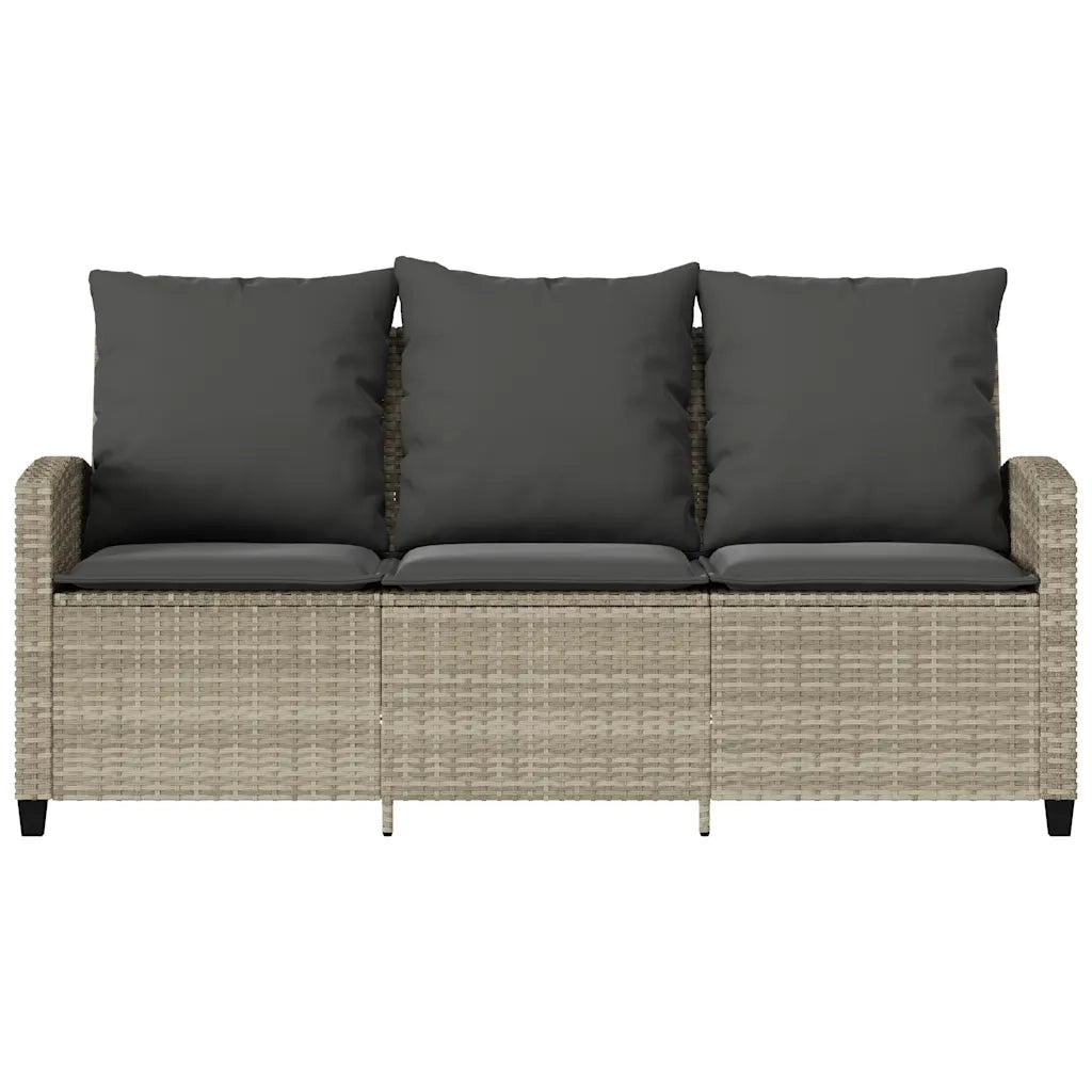 Divano 3 Posti con Cuscini e Tavolo Grigio Chiaro Polyrattan 4103859