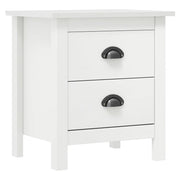 Set di 2 Comodini | Armadio da Notte | Mobiletto da notte Hill Bianchi 46x35x49,5 cm Legno Massello di Pino