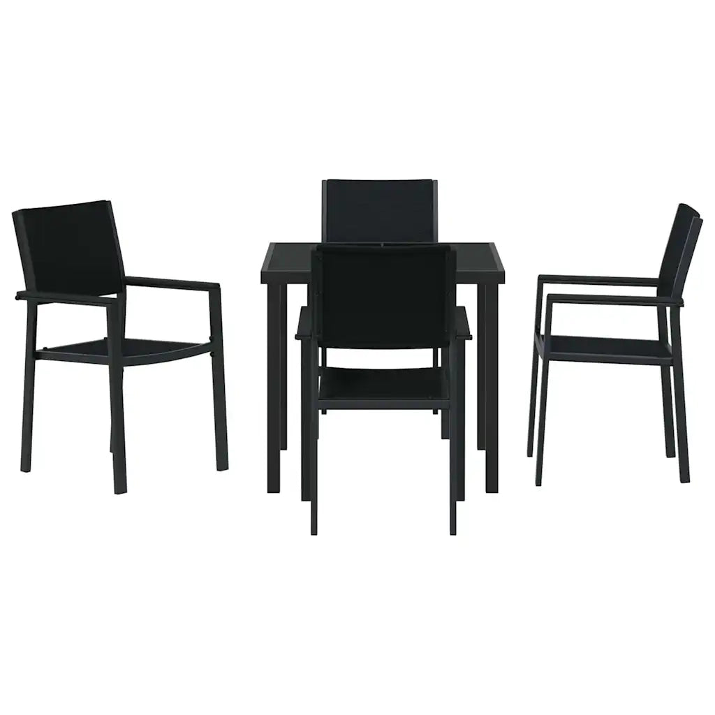 Set da Pranzo per Giardino 5 pcs Nero