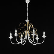 Lampadario in ferro Bianco shabby Oro sei luci 73x h50 cm