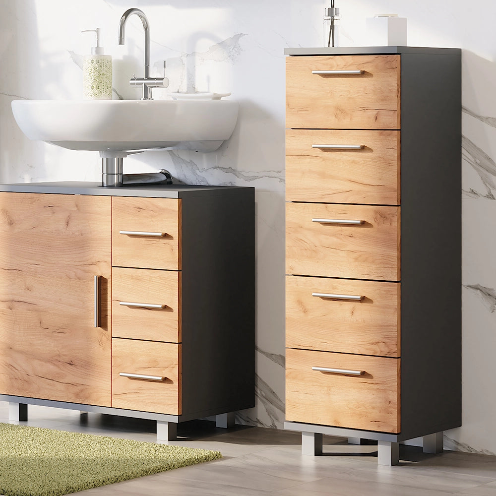 Vicco Mobile midi Antracite/quercia dorata 30.2 x 95 cm