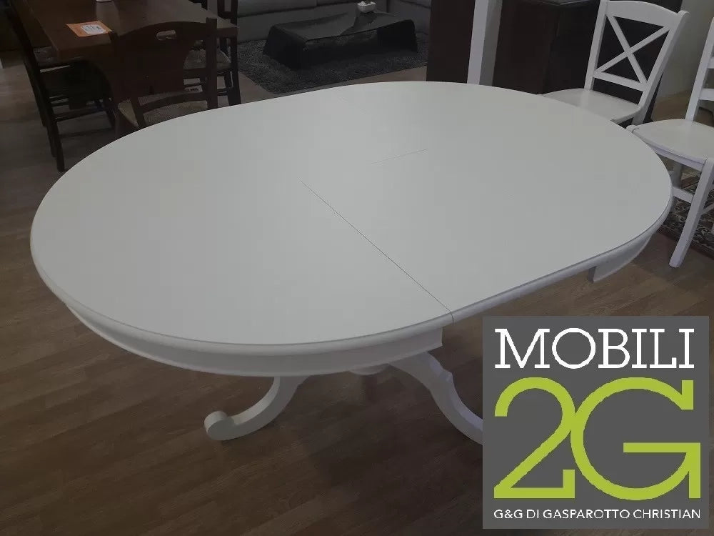 Tavolo rotondo allungabile legno grezzo diametro 100x100 h.80 - Mobili 2G