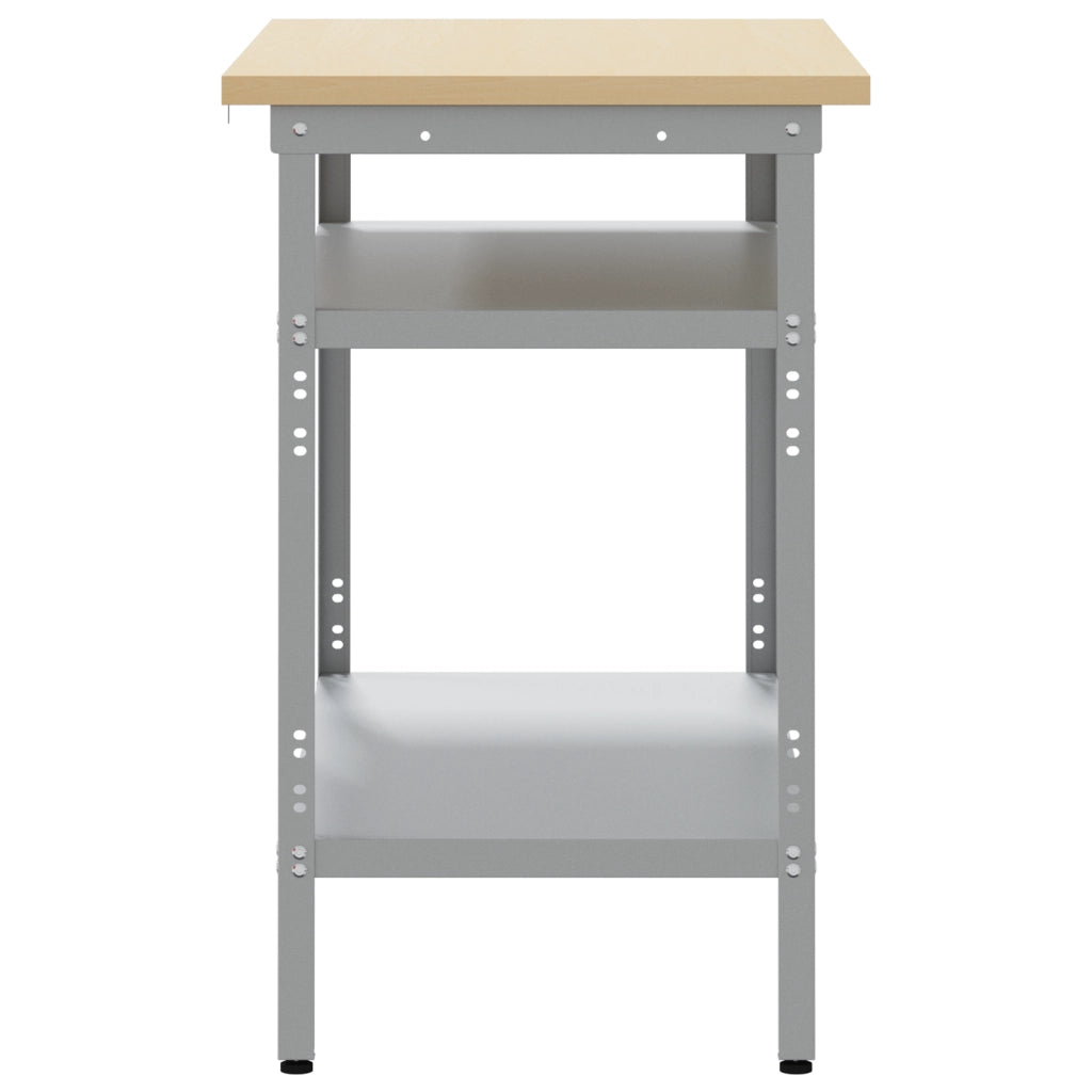 Tavolo da lavoro in grigio, 100x55x85 cm, in acciaio e legno ingegnerizzato