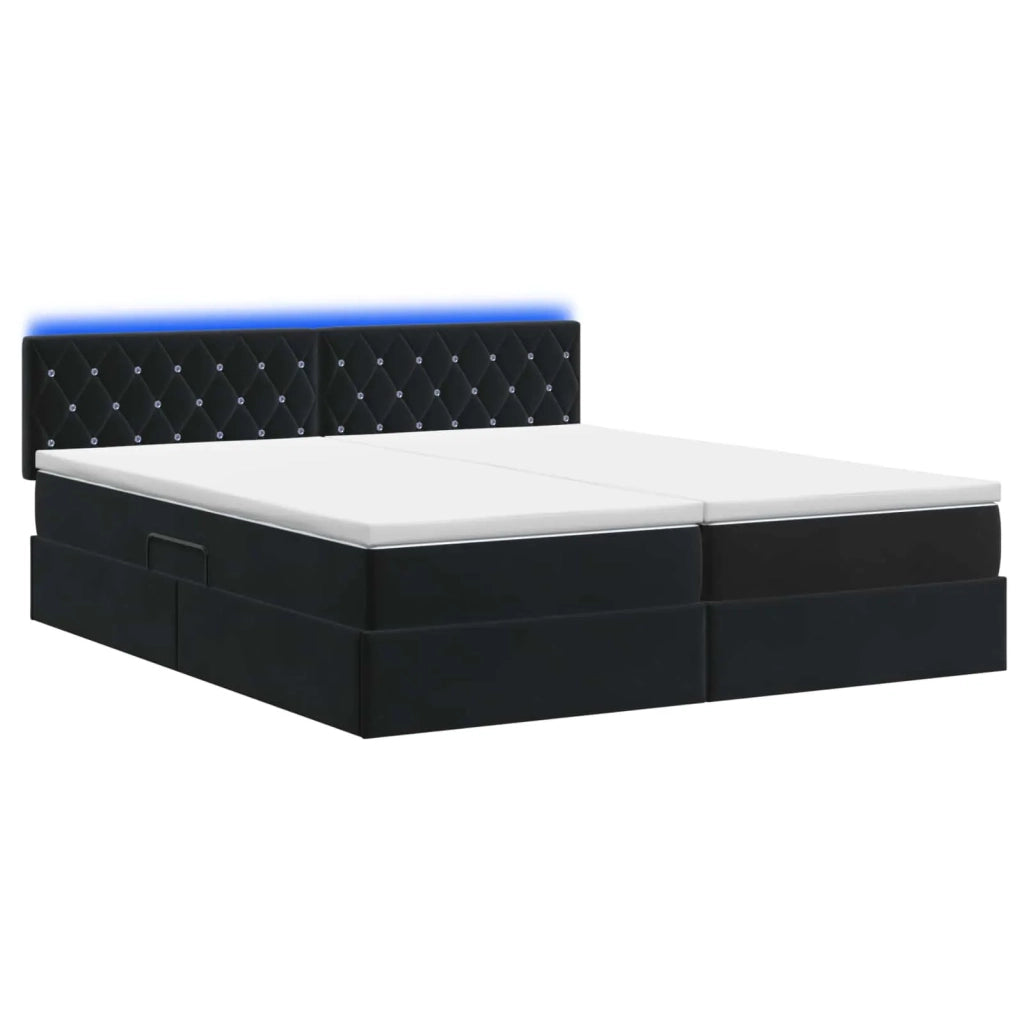 Letto con contenitore LED e materasso Nero 200 x 200 cm Velluto 3459380