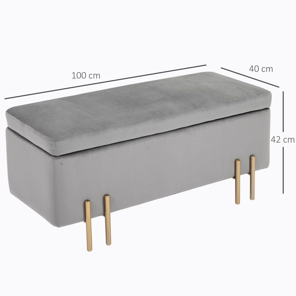 Panca Contenitore Imbottita ¨C Zephmum ¨C Grigio 100x40x42 cm