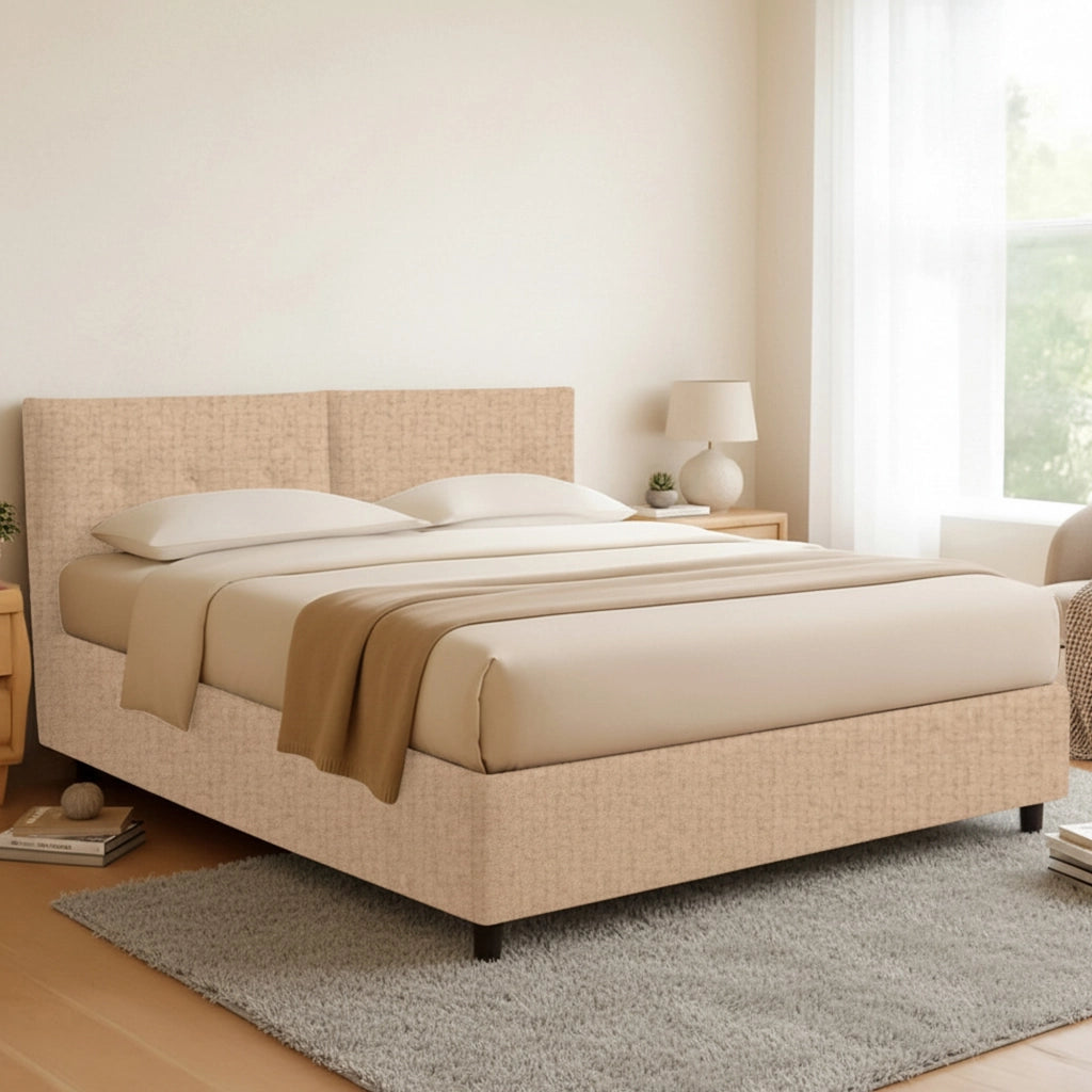 Bath, Letto Matrimoniale Sfoderabile Made in Italy, Beige