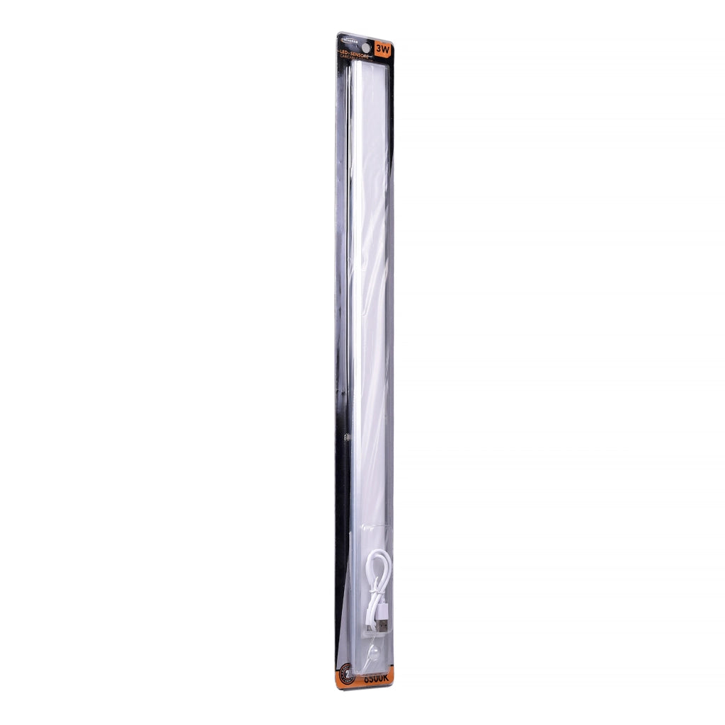 LAMPADA LED RICARICABILE 3W CON SENSORE DI MOVIMENTO LUCE FREDDA 6500K° - BARRA LUMINOSA IN ALLUMINIO INSTALLAZIONE MAGNETICA PERFETTA PER ARMADI CUCINA E CORRIDOI